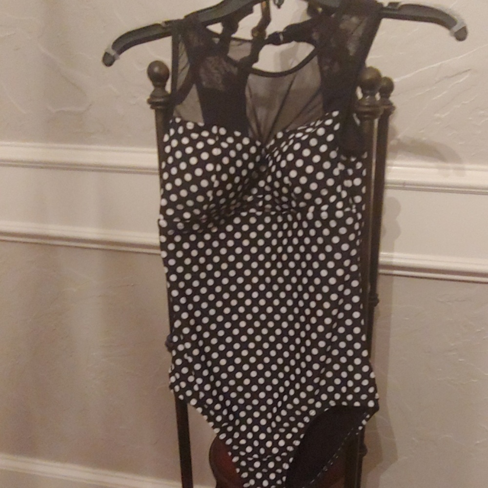 Black & white polkadot swimsuit